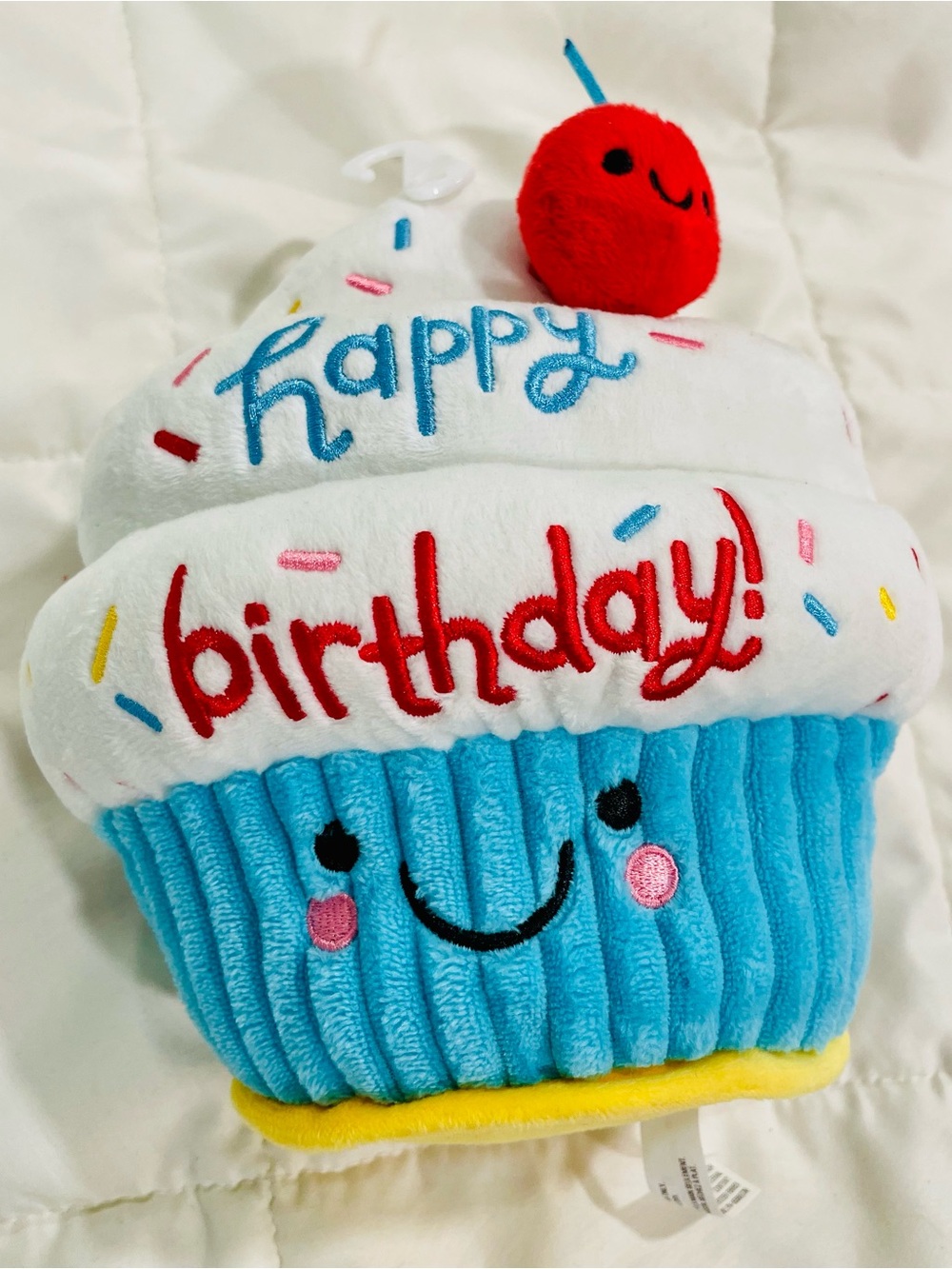 American Greetings 'Happy Birthday' Cupcake Plush with Cherry- NWOT - Picture 8 of 11